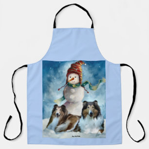 Tablier Rough Collie avec Snowman Christmas