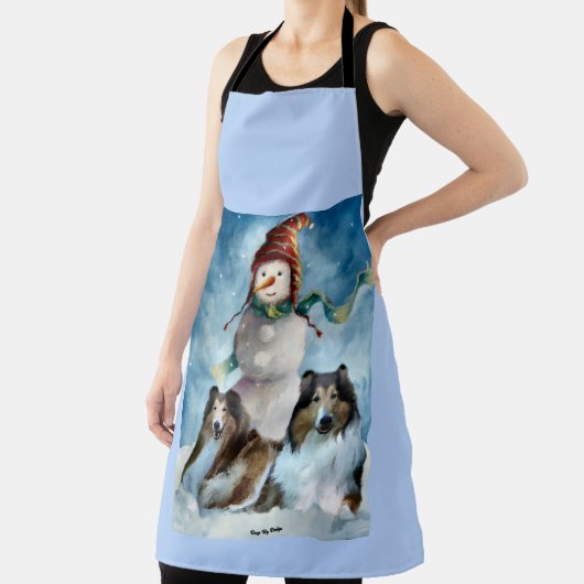 Tablier Rough Collie avec Snowman Christmas (Insitu)