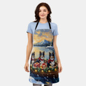 Tablier Rough Collie Christmas Boat Holiday (Porté)