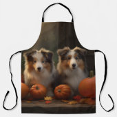 Tablier Rough Collie Puppy Automne Citrouille de plaisir (Recto)