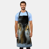 Tablier Rough Collie Snowy Sleigh Décor de Noël (Porté)