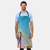 Tablier Rouleau jaune et rouge dessous de verre sous ciel  (Porté)