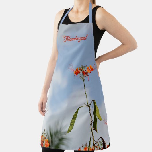 Tablier Royal Poinciana Flamboyant Fleur Ciel bleu (Insitu)