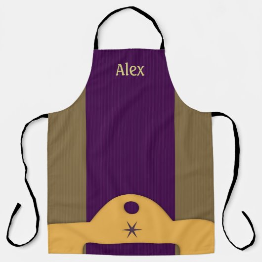 Tablier Royale rayonnée personnalisée violet et or (Recto)