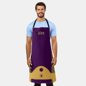 Tablier Royale rayonnée personnalisée violet et or (Porté)