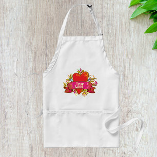 Tablier Ruban de cœur d'amour véritable avec éléments flor