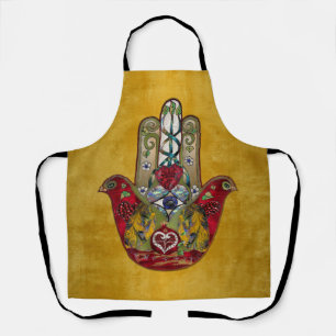 Tablier Ruby Pomegranate Heart Red Bird Hamsa Apron