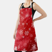 Tablier Ruby Rouge Festif Noël Blanc Flocons de Neige  (Insitu)