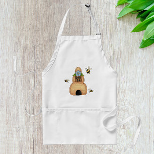 Tablier Ruche d'abeille avec fleur bleue et abeilles