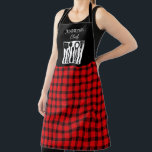 Tablier Russe rouge noir plaid monogramme nom cuisine<br><div class="desc">Cuisine Apron rouge rustique noir buffle plaid nom monogramme. Vous pouvez ajouter votre propre nom et texte pour personnaliser.</div>