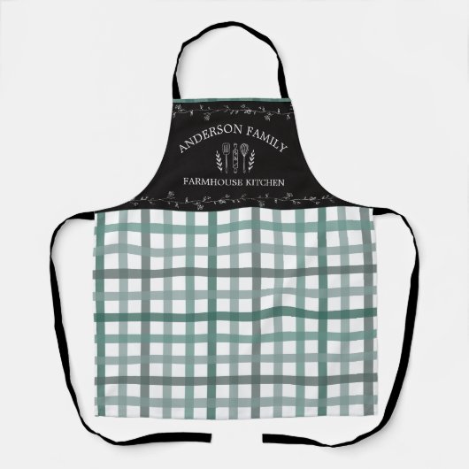 Tablier Russe Sage Vert En vichy Noir Chalkboard (Recto)