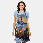 Tablier Russian Blue Cat Christmas Boat Holiday (Porté)