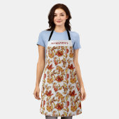 Tablier Rustic Autumn Leaf Name All-Over Print Apron (Porté)