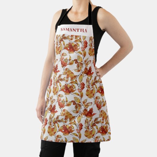 Tablier Rustic Autumn Leaf Name All-Over Print Apron (Insitu)