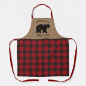 Tablier Rustic Bear Family Cabine Red Buffalo Plaid Burlap (Recto)