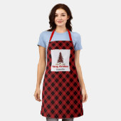 Tablier Rustic Buffalo Plaid Tree Personalized Name Apron  (Porté)