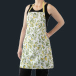 Tablier Rustic Citrus Orchard Motif Imprimer<br><div class="desc">Citrons rustiques aquarelles et tablier feuillage motif avec coordination des courroies jaunes.</div>