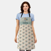 Tablier Rustic Country Checks Monogramme de coq | Nom (Porté)