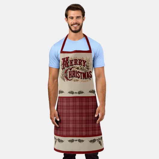 Tablier Rustic Country "Merry Christmas" Apron (Porté)