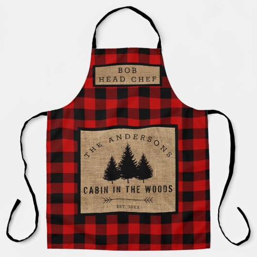 Tablier Rustic Country Nom de famille Cabine dans Wood Hea (Recto)
