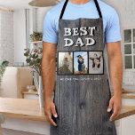 Tablier Rustic Dark Wood Best Papa 3 Photos Keepsaké<br><div class="desc">Rustic Dark Wood Best Papa 3 Photos Keepsaké Apron. Arrière - plan rustique en bois foncé. Ajoutez 3 photos et vos noms. Un joli gardien pour un père. Cadeau pour Fête des pères,  anniversaire ou Noël.</div>