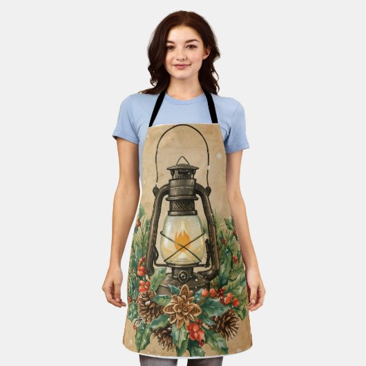 Tablier Rustic lantern christmas holly pine festive winter (Porté)