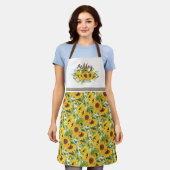 Tablier Rustic White Yellow Sunflower Personalized (Porté)