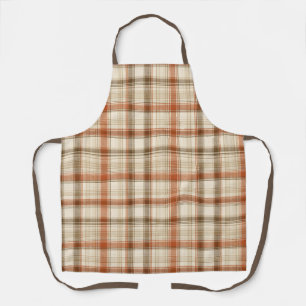 Tablier Rustique automne classique plaid rouille crème mar