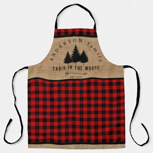 Tablier Rustique Burlap Buffalo Plaid Motif Cabine à Woods (Recto)