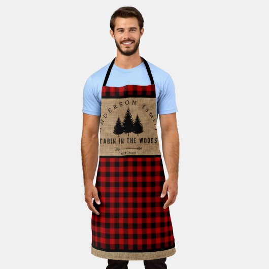 Tablier Rustique Burlap Buffalo Plaid Motif Cabine à Woods (Porté)