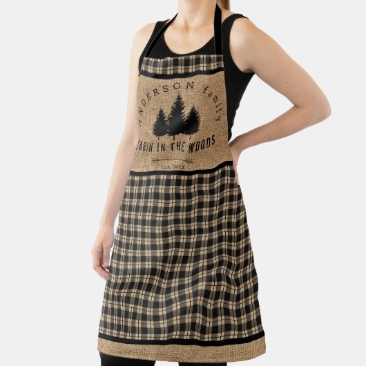 Tablier Rustique Burlap Buffalo Plaid Motif Cabine à Woods (Insitu)