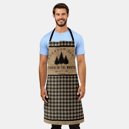 Tablier Rustique Burlap Buffalo Plaid Motif Cabine à Woods (Porté)