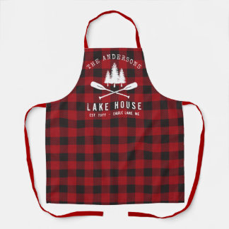 Tablier Rustique Country Lake House Tree Red Buffalo Plaid