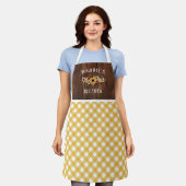 Tablier Rustique Jaune En vichy Bouquet Floral Ajouter un  (Porté)