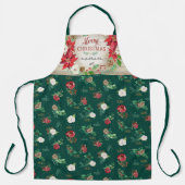 Tablier Rustique Joyeux Noël Bourgogne Poinsettia Floral (Recto)