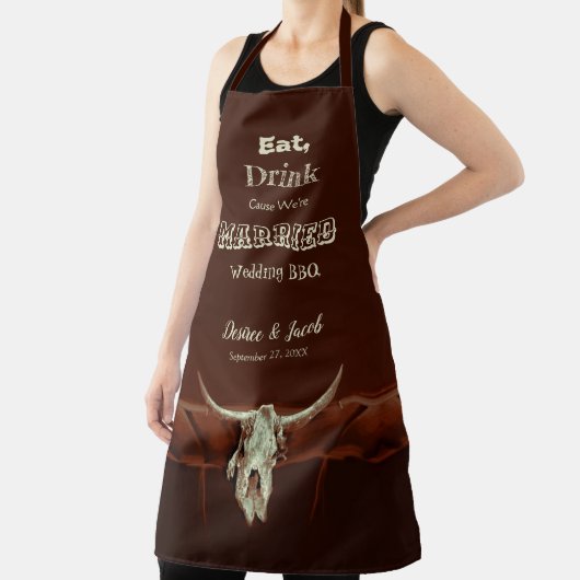 Tablier Rustique Mariage Funny Taureau Brown Ouest (Insitu)