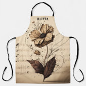 Tablier Rustique Nom personnalisé Floral Champagne Fiche m (Recto)