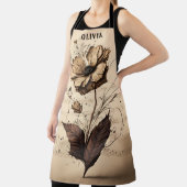 Tablier Rustique Nom personnalisé Floral Champagne Fiche m (Insitu)