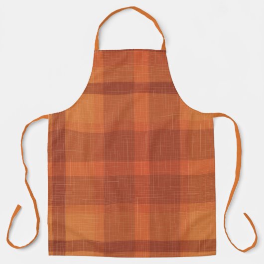 Tablier Rustique Orange Automne Plaid Tartan (Recto)