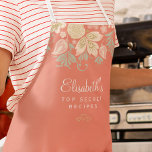 Tablier rustique pays élégant chef de cuisine florale<br><div class="desc">Un tablier cuisine chic et rustique vintage personnalisé, avec un délicat rose pâle, des crèmes acajou et des bordures fleurs sauvages florales de sauge sur un arrière - plan corail orange. Il peut s'agir d'un beau cadeau pour votre propre cuisine ou d'un cadeau personnalisé pour quelqu'un de spécial, anniversaire, anniversaire,...</div>
