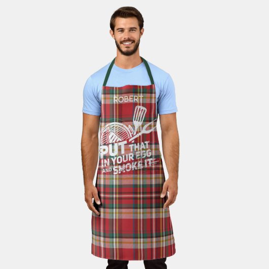 Tablier Rustique Plaid Personnalisé Élégant Chef (Porté)