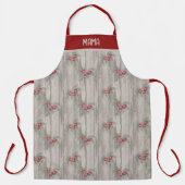 Tablier Rustique Snowy Red Berries Noël Nom personnalisé (Recto)