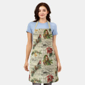 Tablier Rustique Vintage Noël Musique Florale Ephémère (Porté)