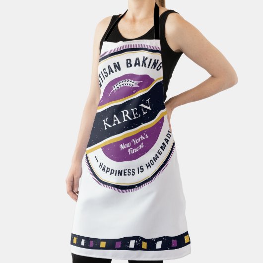 Tablier Rustique Violet Marine Artisanal Hipster (Insitu)