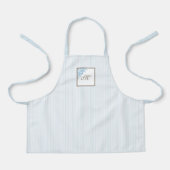 Tablier S French Blue Stripe Fleur de Lis Script Monogramm (Recto)