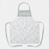 Tablier Sage Blue Watercolor Wildflower Floral Custom Name (Recto)