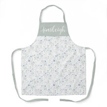 Sage Blue Watercolor Wildflower Floral Custom Name