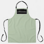 Tablier Sage Elégant Homme Vert Nom Moderne Simple Chic (Recto)