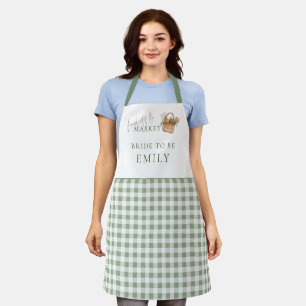 Tablier Sage Gingham Fraîche du Marché Enterrement de Vie