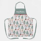 Tablier Sage Green Arbre de Noël, Souris, Cadeaux (Recto)